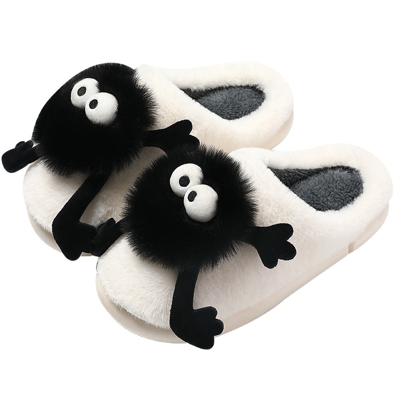 Cute Briquette Furry Slippers for Women Autumn and Winter Indoor Couple Home Non-Slip Warm Cartoon Cotton Slippers for Men Wholesale