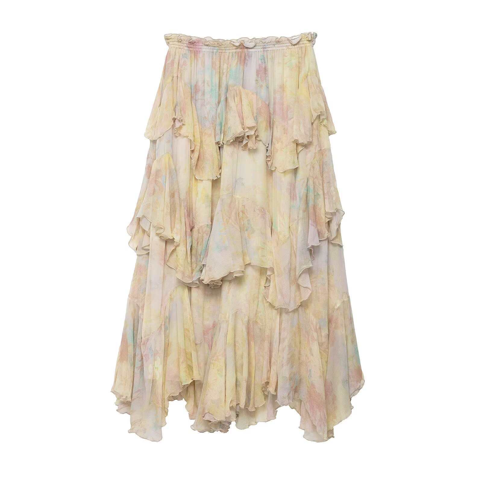 Children's Layered Decorative Splicing Skirt Cross-Border Printed French Retro New Skirt Color
