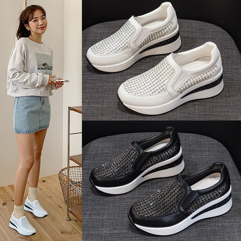Trade Shallow Mouth Casual Shoes for Women 2025 Spring New Loafers Shallow Mouth Thick Sole Casual Shoes Lightweight Travel Shoes