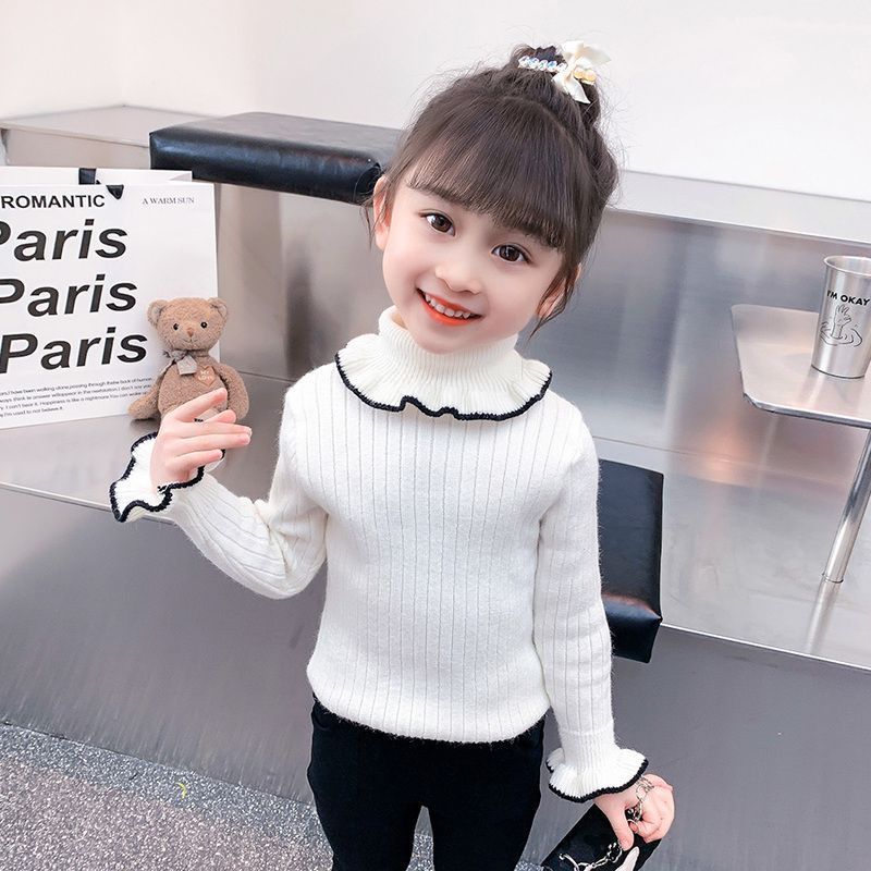 [Ready Stock] Girls Knitted Bottoming Sweater 2025 New Spring and Autumn Baby Autumn and Winter Pullover Girls' Knitted Sweater