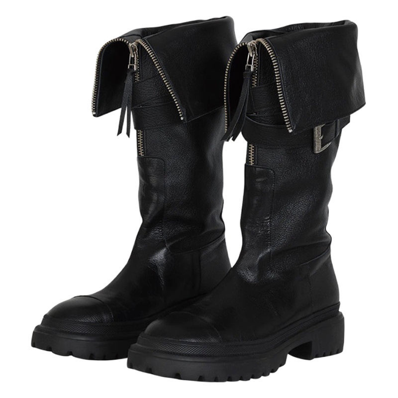 2025 Spring & Fall New Over-The-Knee Boots Women's Boots Belt Buckle Thick-Soled Motorcycle Knight Boots High Fashion Boots