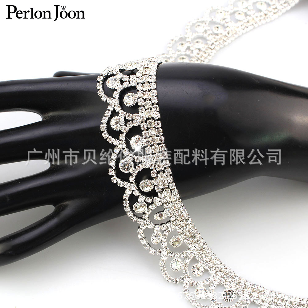 High quality wholesale unilateral wave rhinestone lace diamond chain crystal code chain DIY wedding shoes bag decoration