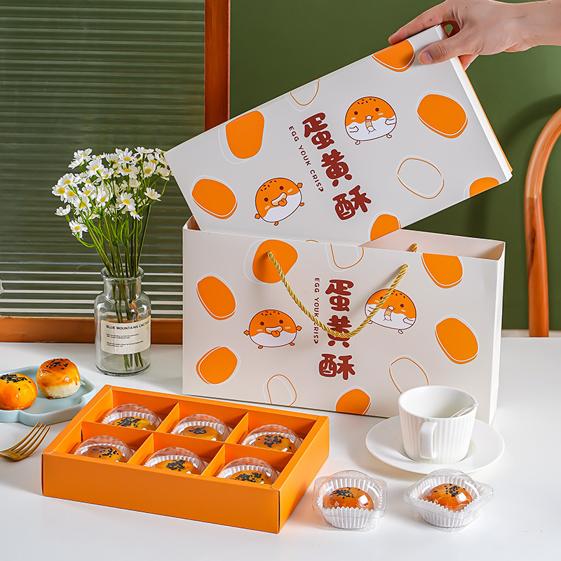 2025 Mid-Autumn Festival Egg Yolk Cake Packaging Gift Box 6 Pieces 80g Moon Cake Bag Baking Satchel High-End Gift Empty Box
