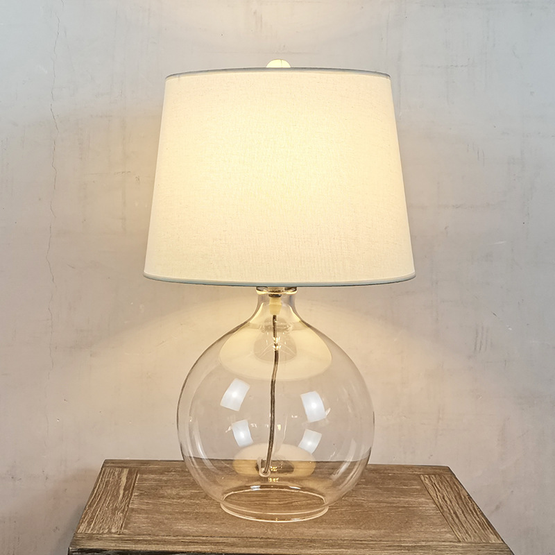 American Creative Glass Table Lamp Simple Fashion Warm Bedside Table Lamp American Country Glass Table Lamp