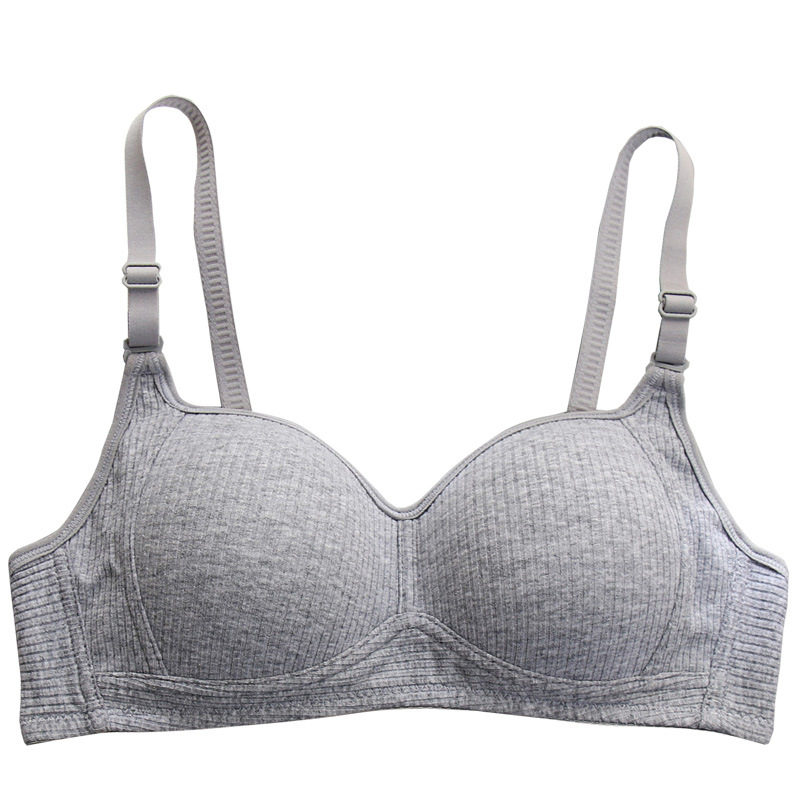 Picture of Side Collected Anti-sagging Underwear Women's Non-rimless Bra for College Students High School Girls Small Chest Gathering Pure Cotton Thin Bra
