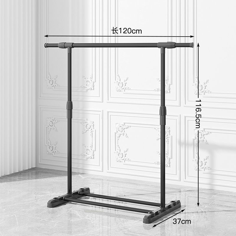 Picture of Clothes Rack, Extra Thick Floor-Standing Vertical Household Bedroom Clothes Rack, Simple Double-Row Clothes Rod with Wheels