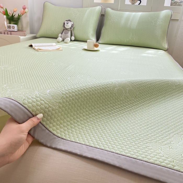 Picture of Class A Explosions Ice Beans Mat Bed Sheet Three-Piece Set Machine Washable Ice Silk Mat Latex Soft Mat Air-Conditioned Mat