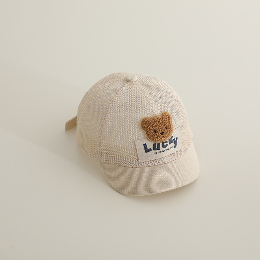 Picture of Little Bear Cartoon Full Net Short Brim Baby Cap Sunscreen Sun Hat Short Brim Baseball Cap for Boys and Girls