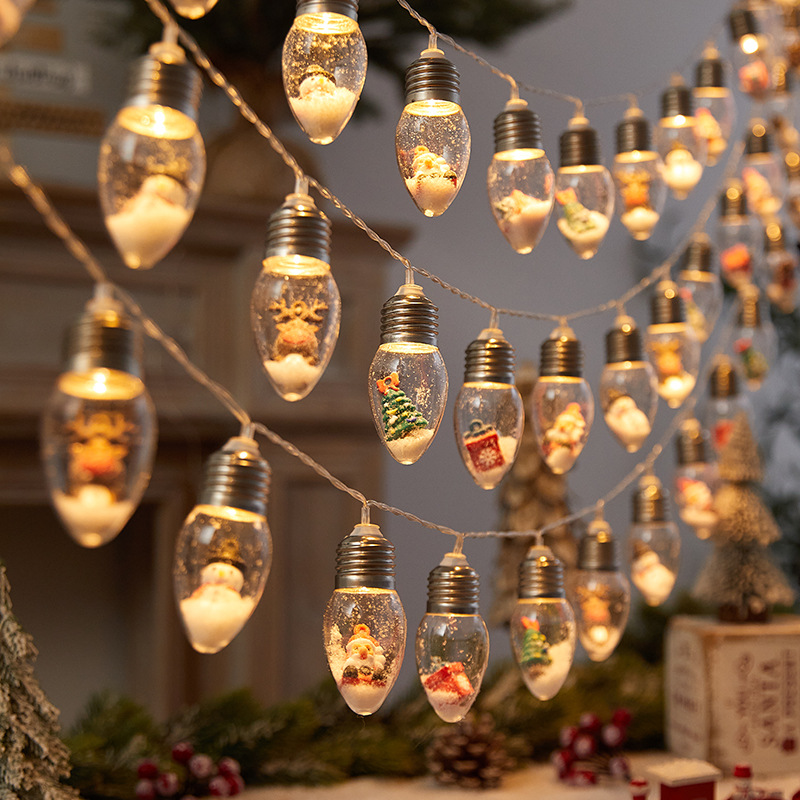 Cross Border LED Christmas Doll Wishing Bottle Light String Ball Light Santa Claus Snowman Christmas Tree Decoration Light