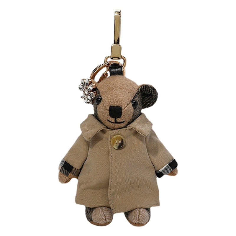 B Bear Doll Plaid Pendant Cute Doll Denim Coat Ear Flower Bear Teddy Bear Doll Keychain Pendant