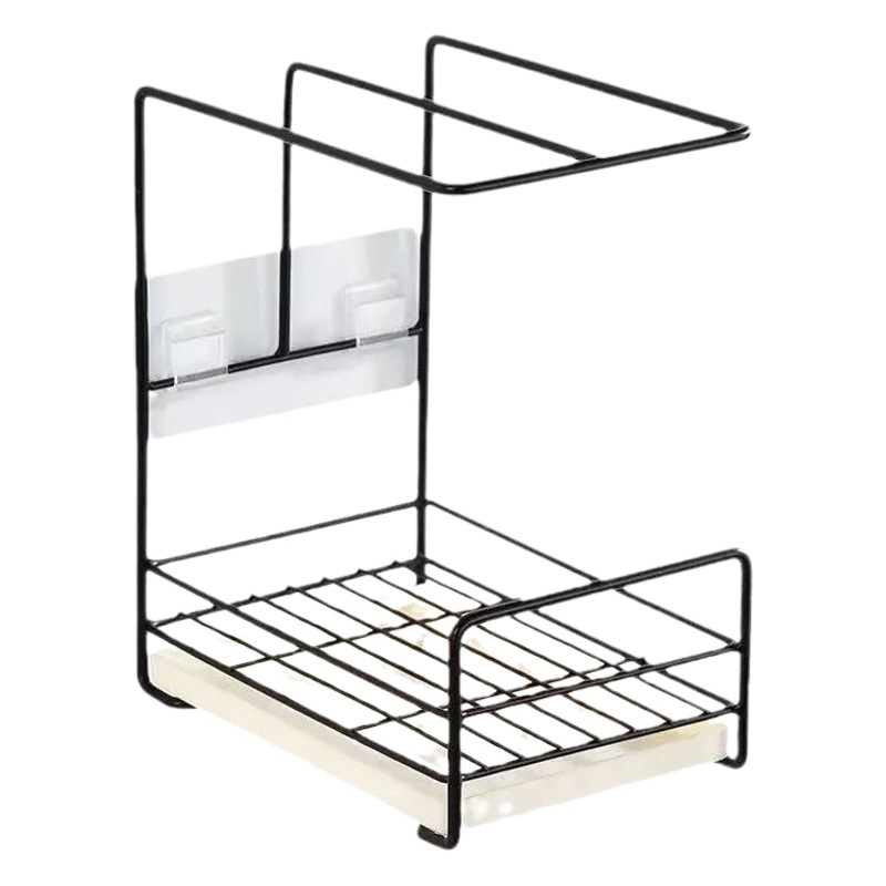 Kitchen Rack Punch-free Countertop Storage Rack Multi-functional Air-dried Wall-mounted Towel Rack Sponge Drain Rack