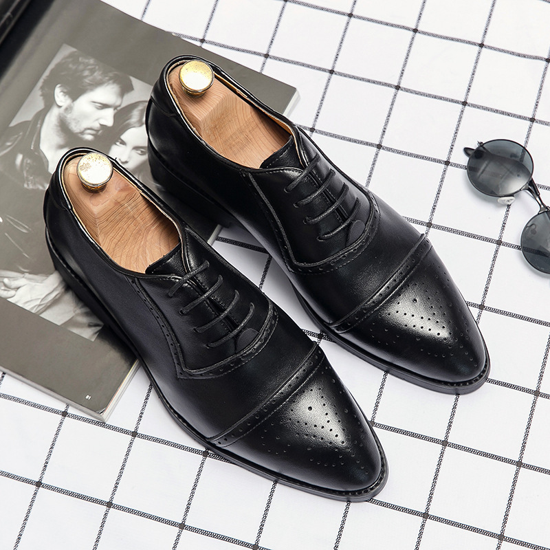 Foreign Trade Pointed Leather Shoes Size New Style Hairstyle Low-top Casual Men's British Men's Boots Fashionable Shoes Leather Boots