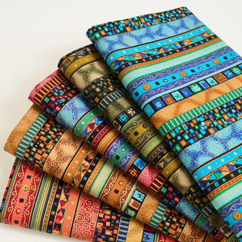 Bohemian tablecloth curtain decoration ethnic style cotton and linen bronzing fabric digital printing cotton cloth head