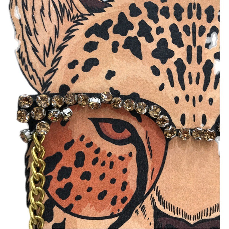 European-style large brushed short-sleeved T-shirt women's autumn and winter loose thickened heavy-duty diamond-embedded tiger head half-sleeve top ins fashion