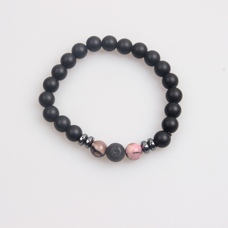 Picture of Zhou Lianfa Wholesale Men's Beaded Bracelet Matte Lava Volcanic Stone Beaded Women Elastic Bracelet Fashion Jewelry