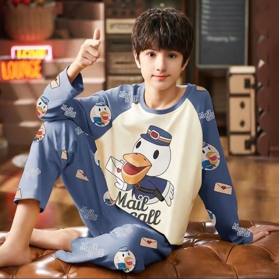 Picture of [Support delivery] Tyrannosaurus spring and autumn middle and big boys autumn clothes long pants bottoming warm outerwear pajamas