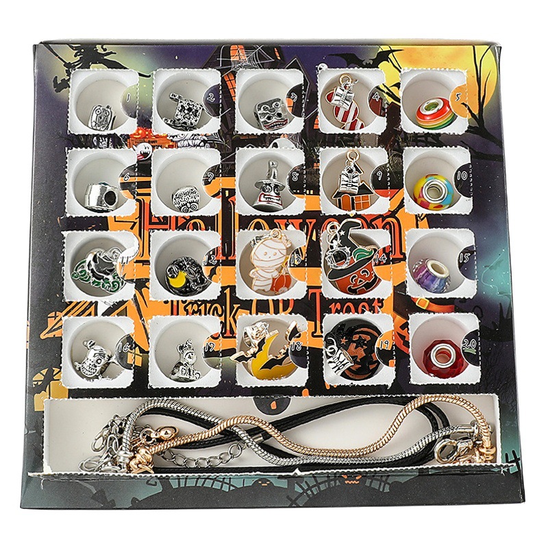 Cross-border Amazon Halloween Children diy large hole beaded bracelet bracelet necklace gift box blind box set jewelry