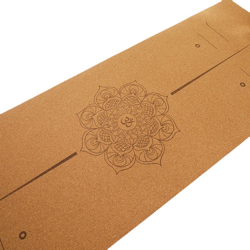 Picture of [cork yoga mat] plus thick natural rubber gymnastics local tyrants mat laser engraving logo body position line printing