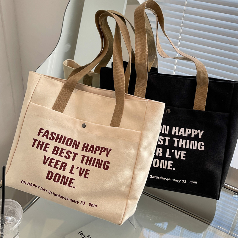 Canvas Bag Custom Korean Style New Women's Bag Fashion All-match Shoulder Bag Class Commuter Tote Bag Canvas Bag