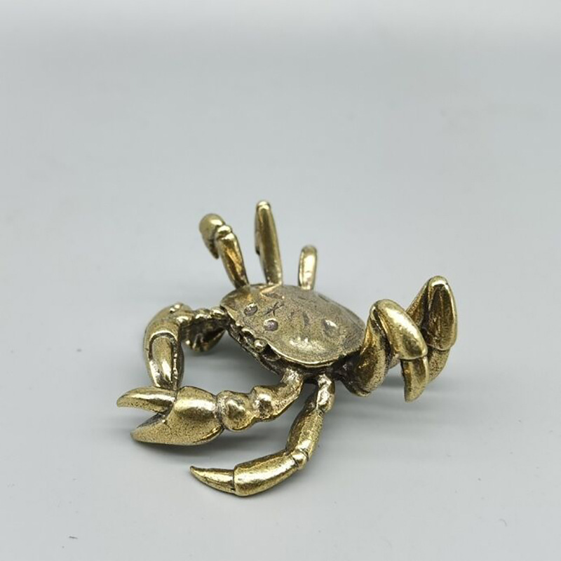 Antique Copper Brass Octagonal Wealth-Crab Small Ornament Antique Brass Small Crab Decoration Hanging Gift