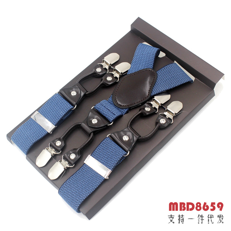Picture of Cross-Border Supply Men's Suspenders Six-Clip Suspenders Elastic Adjustable Fat People Suspenders Men and Women Suspenders