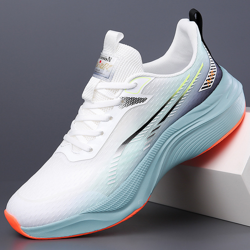 Foreign trade men's shoes wholesale spring and summer thick sole rebound comfortable running shoes teenagers lace-up color blocking breathable sneakers