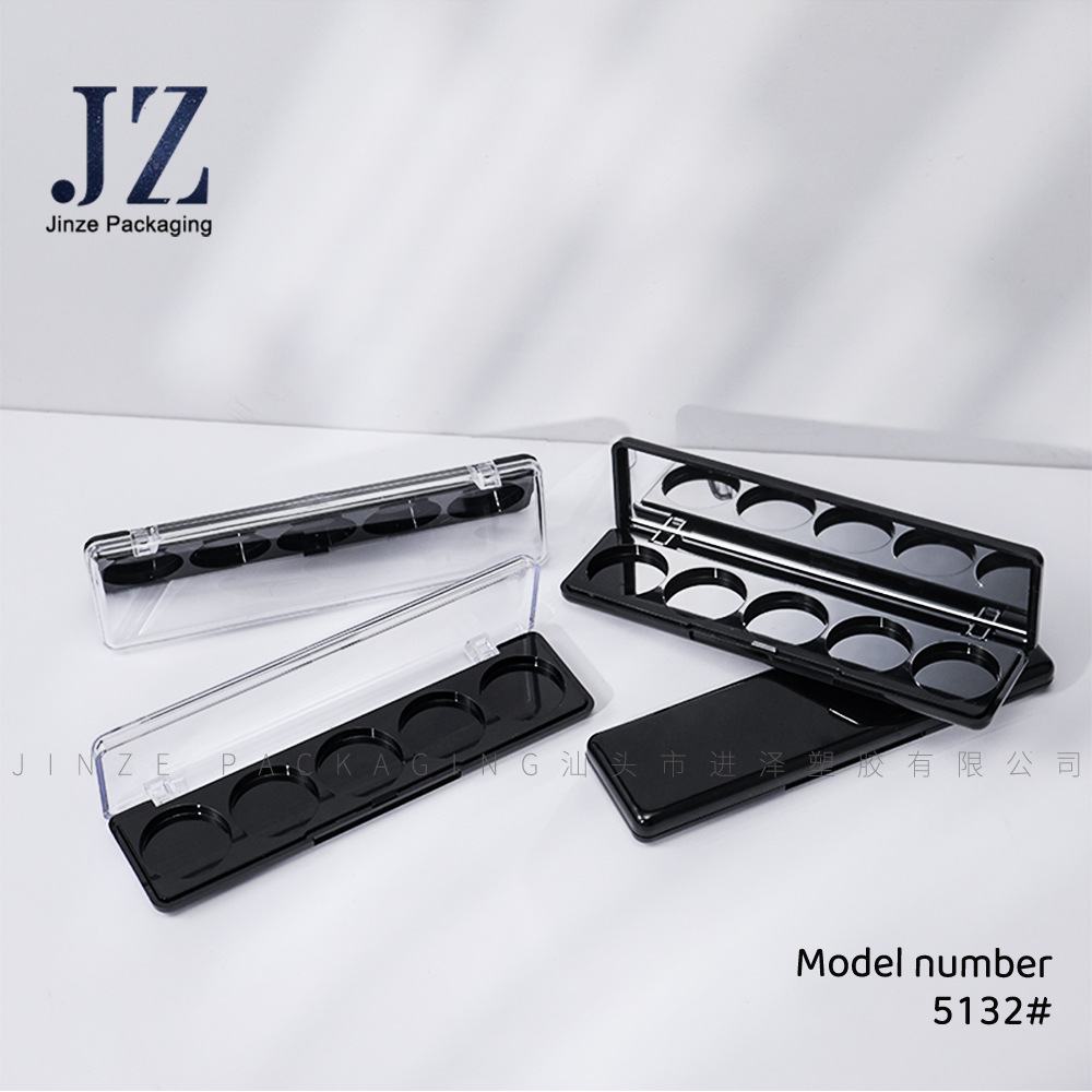 Jinze Order Rectangular Mirror/Transparent 5-Color Eyeshadow Palette, Contouring Palette, Concealer Palette, Plastic Packaging Material