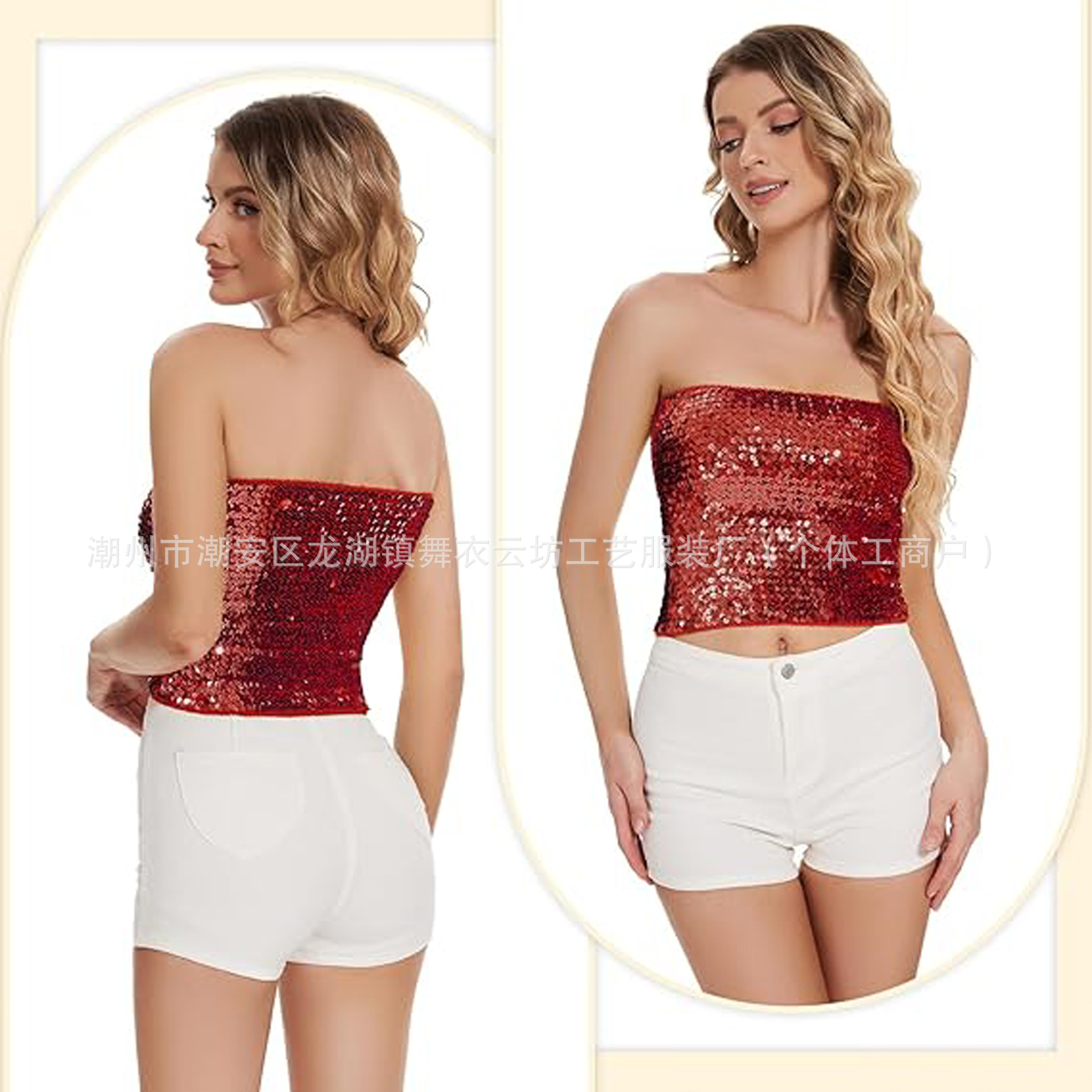 Picture of European and American sequins wrapped chest DS costume party performance tube top Amazon explosion top cross-border women's top