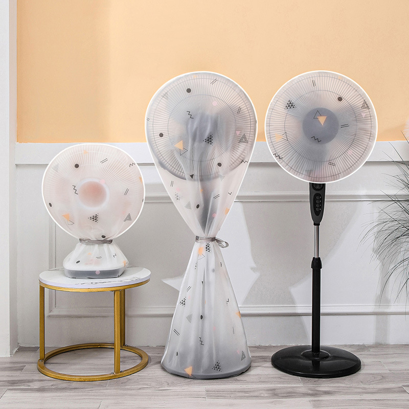 Creative printing three-dimensional fan dust cover floor-standing all-inclusive protective cover PEVA household desktop fan cover wholesale
