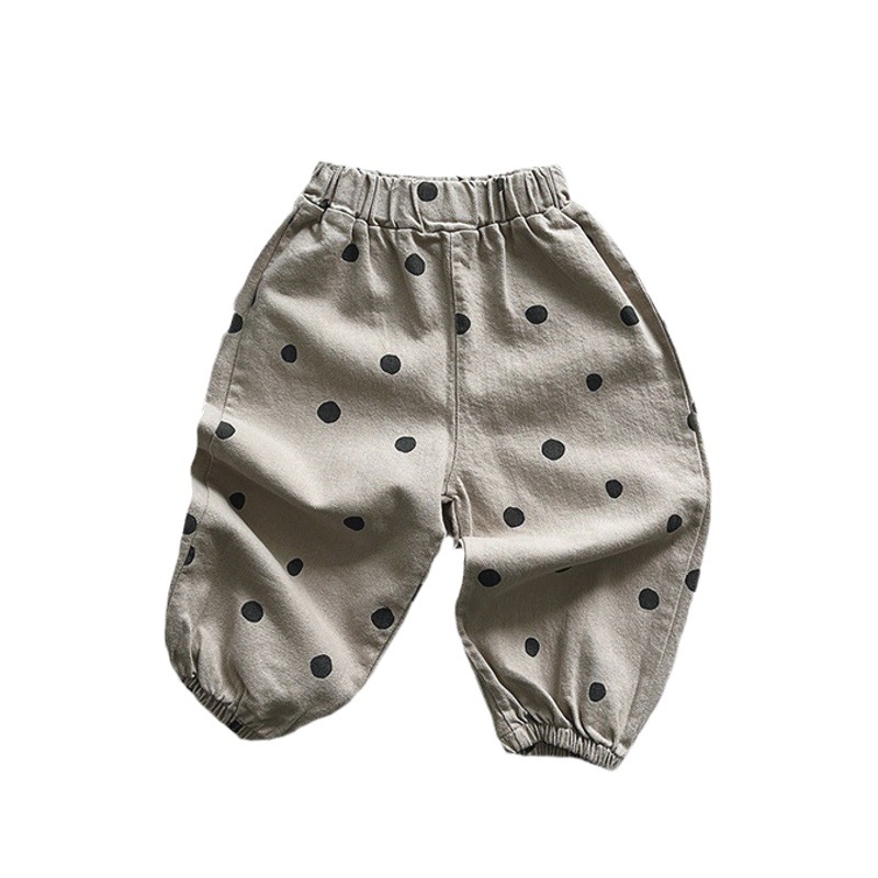 Boys' Girls' Pants Spring and Autumn Outer Wear Children's South Korea Dot Loose Pants Kids Korean Style Wide Leg Casual Pants