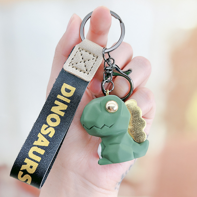 Picture of Nordic Style Creative Faceted Dinosaur Keychain Pendant Couple Car Bag Small Doll Keychain Creative Design