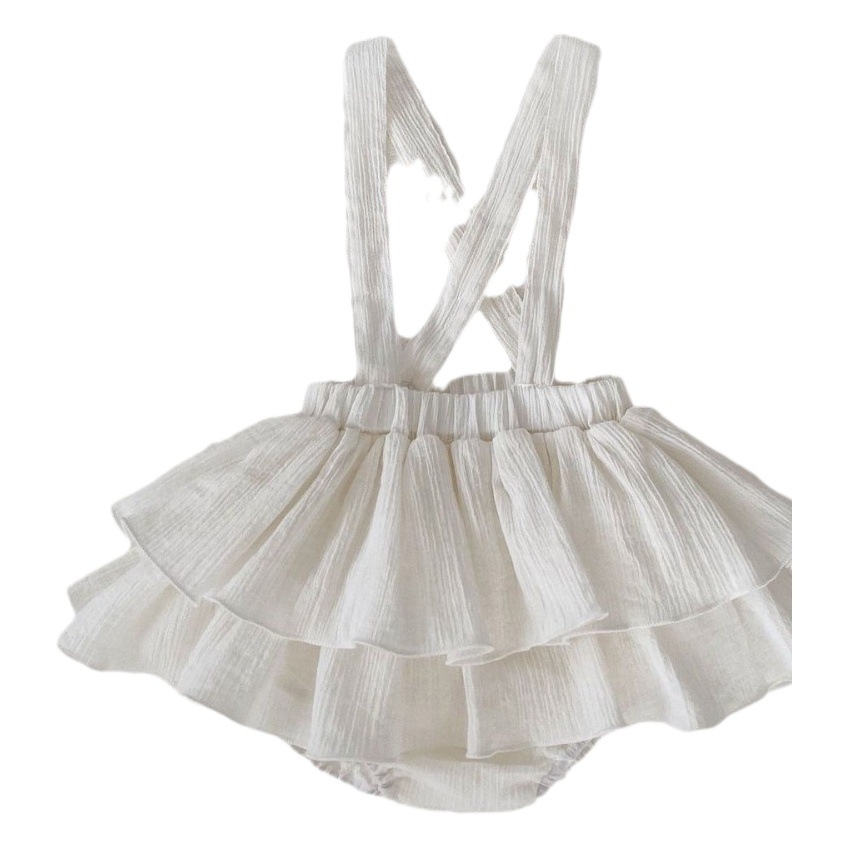 Ins Spring and Summer Korean Style Girls' Skirt Pure Color Versatile Suspender Skirt Pants Outer Wear Ruffled Princess Cake Skirt