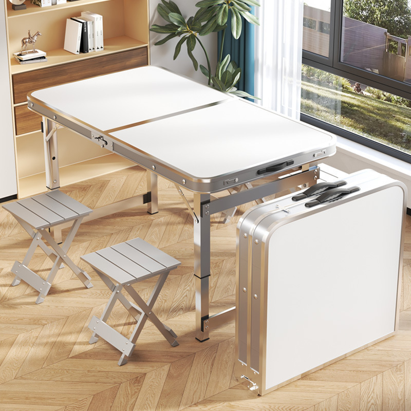 Folding Table Outdoor Night Market Stall Portable Simple Stall Barbecue Small Table Home Writing Table and Chairs Aluminum Alloy