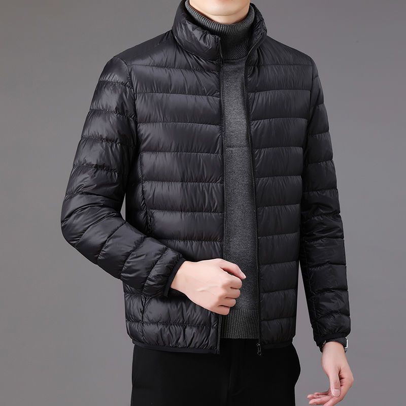 Picture of Handle Autumn and Winter Light Down Cotton-padded Jacket Men's Short Vertical Collar Hooded Middle-aged and Elderly Light Thin Broken Coat
