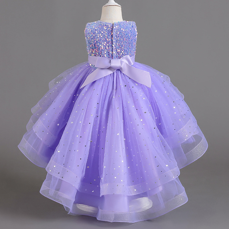 Picture of Girls Princess Dress Sleeveless Tail Dress Flower Girl Wedding Dress Tutu Skirt Kidsren Catwalk Piano Performance Evening Dress