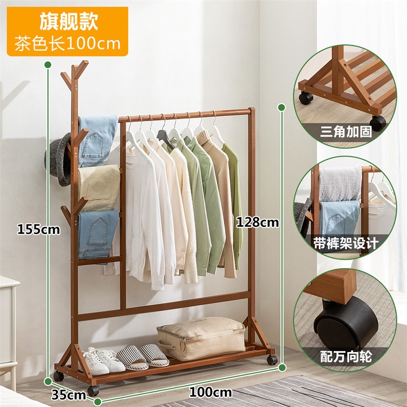 Picture of Coat Rack Floor Hanger Household Hanger Hanging Clothes Floor Rack Bedroom Vertical Simple Rack Hanger