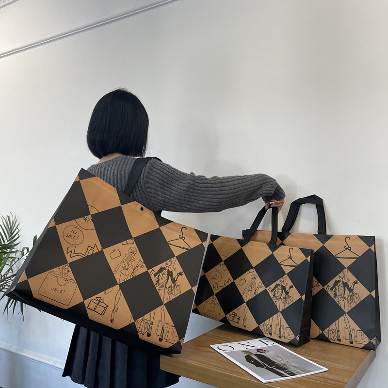 Large Capacity clothing store non-woven handbag printing waterproof thickened shopping gift environmental protection advertising packaging bag