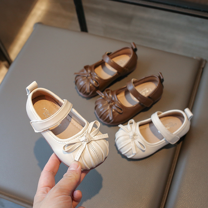 Girl's Leather Shoes 2025 Spring and Autumn New Children's Shoes Little Girl's Princess Shoes Soft Bottom Bean Shoes Single Shoes Baby Shoes