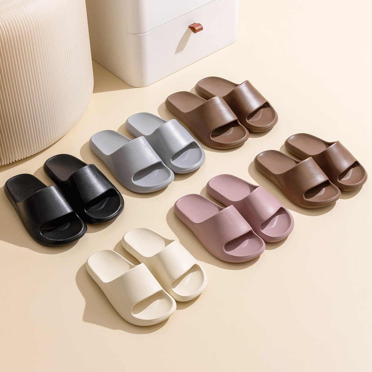 Eva Slippers for Women Summer Pure Color Couple Indoor Home Bathroom Non-Slip Home Bathing White Sandals for Men