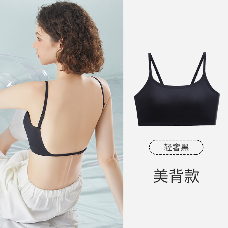 Picture of Japanese Style Underwear Women's Summer Ice Silk Traceless Strapless Strapless One-piece Inner Strap Chest Pad U-shaped Backless Thin Bra
