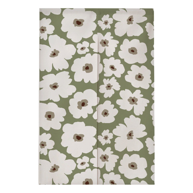 Nordic ins door curtain small fresh green plant cloth curtain kitchen bedroom partition curtain bathroom household half curtain punch-free