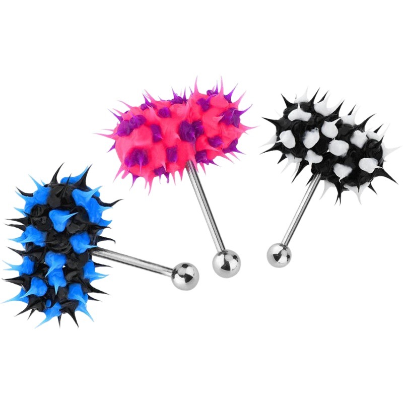 Spot Wholesale Stainless Steel Vibrating Tongue Nails Silicone Titanium Steel Vibration Massage Tongue Nail Tongue Ring Body Piercing Jewelry