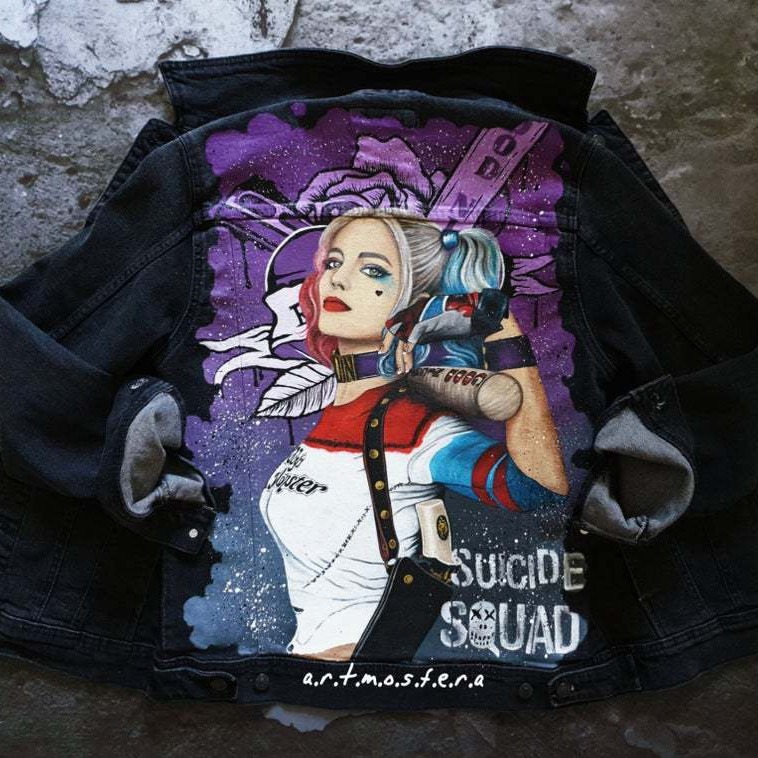 Autumn and Winter new North American flagship Girl sweetheart series graffiti culture Denim women's coat 1432