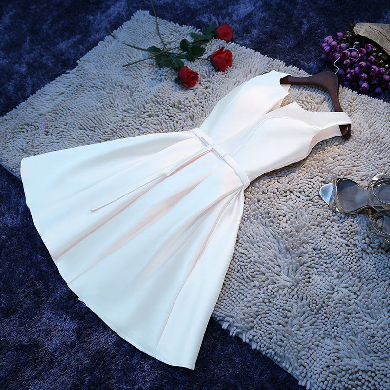 (in Stock) Evening Dress Short 2025 New Korean Style Party Dress Bridesmaid Dress Sisters Model Room Hanging Pattern