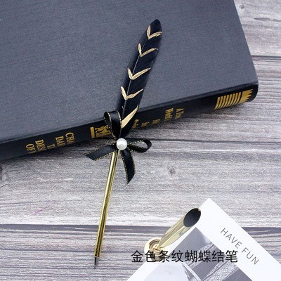 Picture of New European retro silver feather pen creative ballpoint pen wedding signature advertising pen student stationery simple package