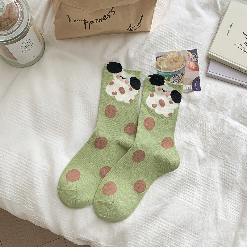 Picture of Yuanrunjia Korean style mid-calf socks cute Japanese cotton socks for women ins trendy all-match cartoon couple high-looking socks