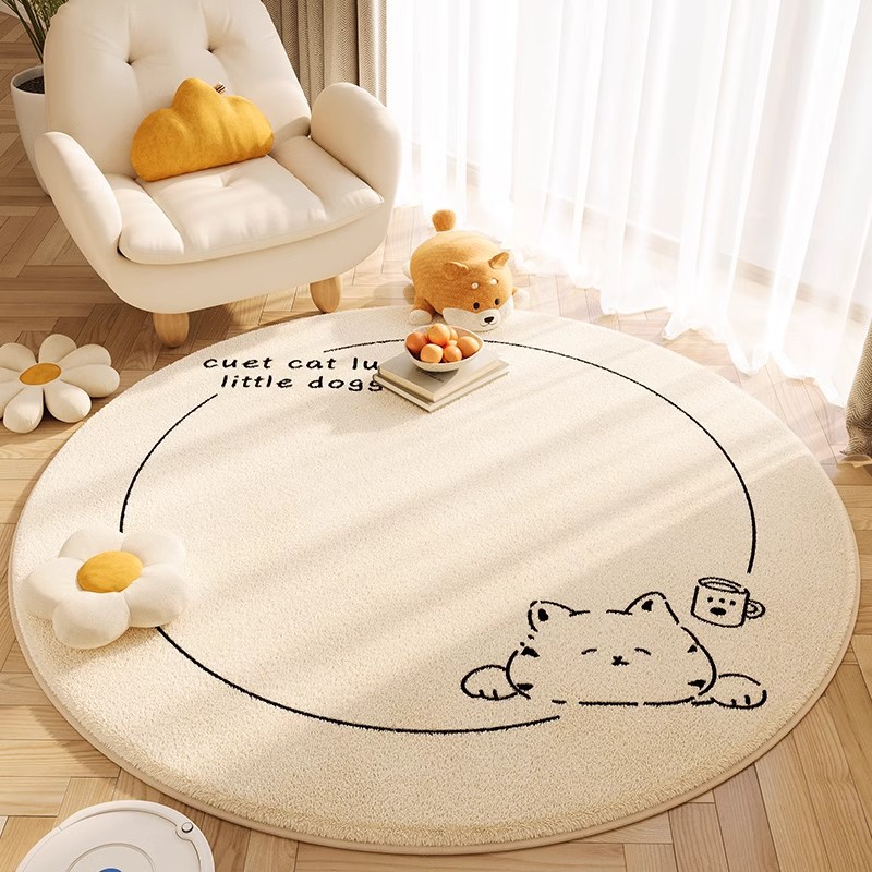 Round carpet living room light luxury high-grade floor mat care-free sofa mat bedroom rocking chair foot mat soundproof non-slip
