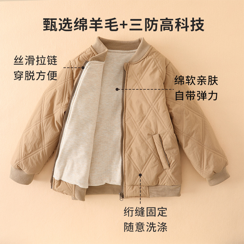 Picture of Children's Cotton-padded Coat Thickened School Uniform Artifact Boys' Cotton-padded Coat Three-layer Girls' Wool Outer Wear Top Winter Silk Cotton-padded Coat
