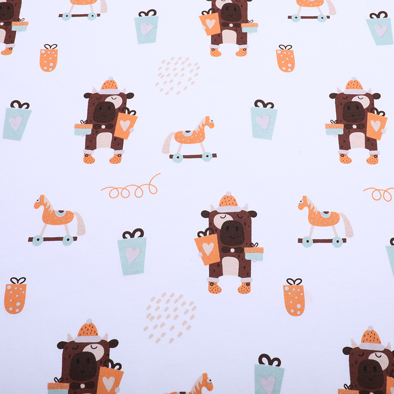 Picture of 130g cotton jersey printed class a combed single-sided cotton printed fabric spring and summer baby pajamas t-shirt fabric
