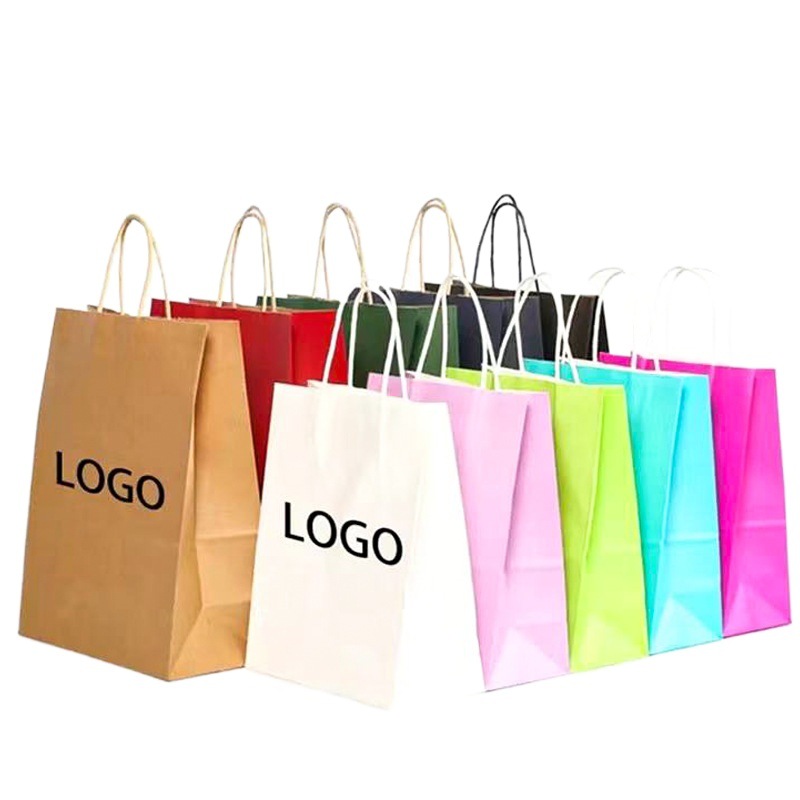 Handbag Kraft paper bag wholesale paper bag gift bag takeaway milk tea bag baking bag paper bag printed LOGO